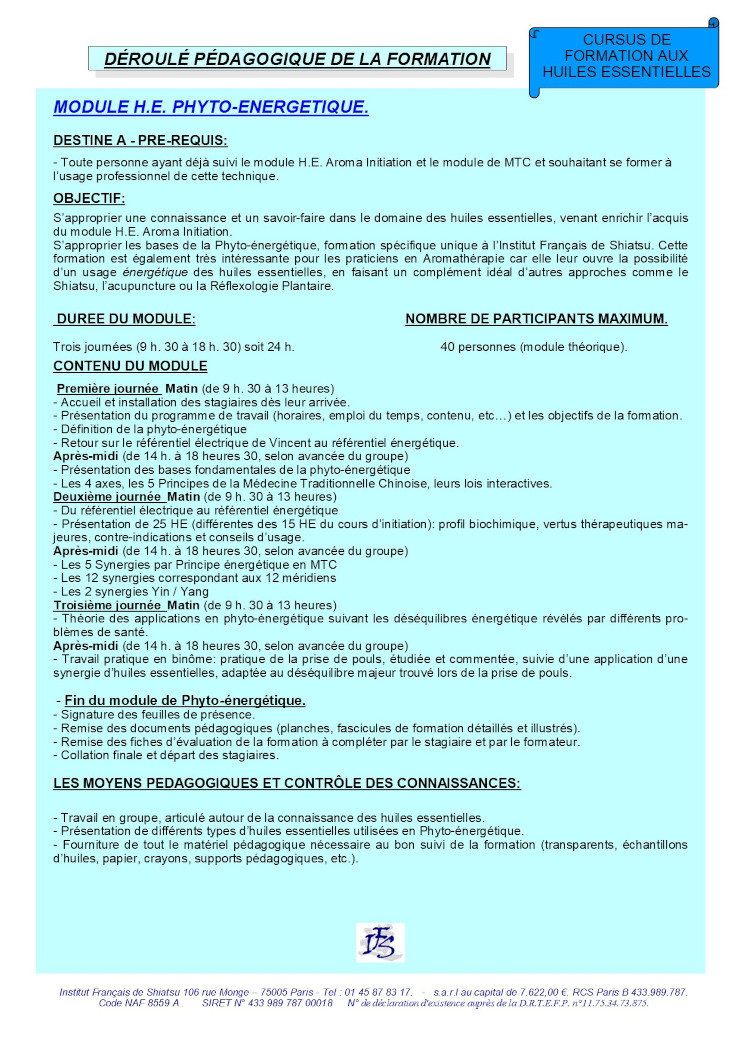Description du Module de Phyto-énergétique