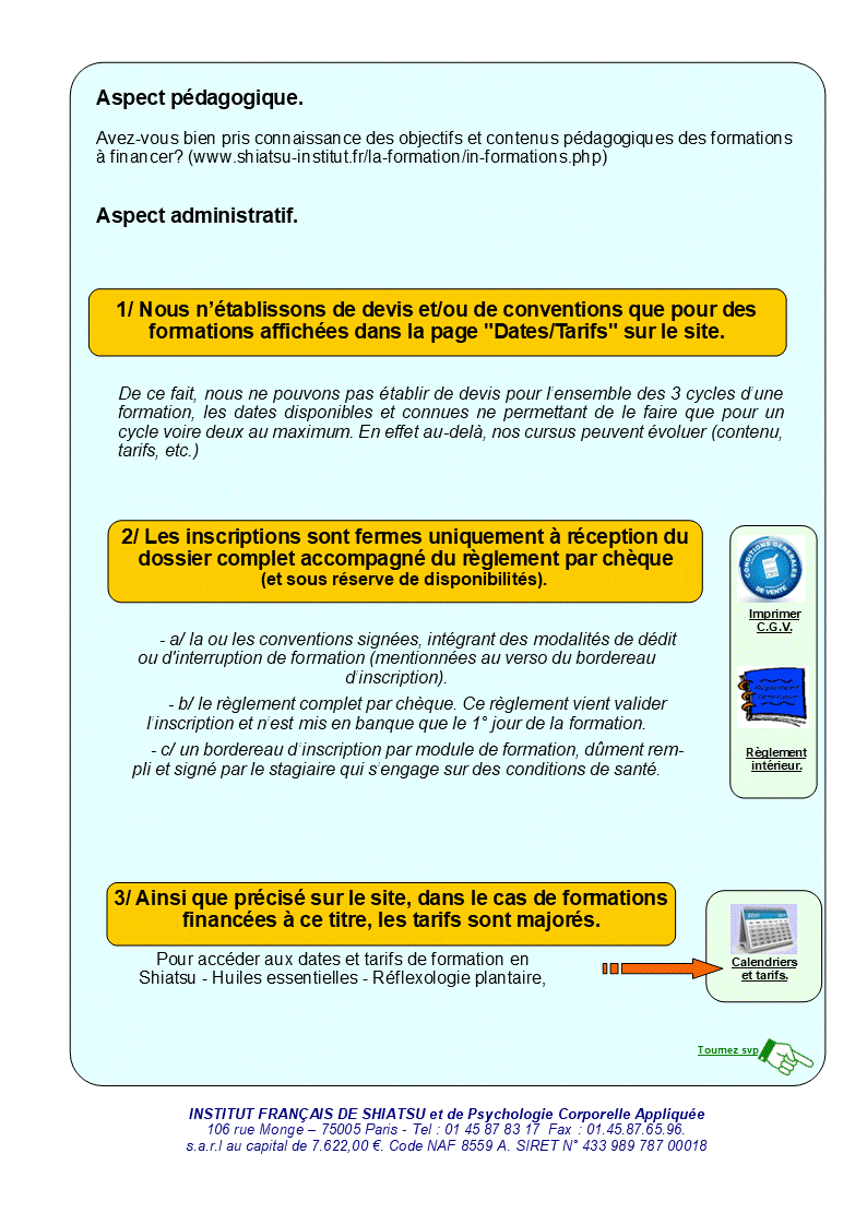 Prise en charge d'une formation  de l'Institut Français de Shiatsu par un organisme conventionné