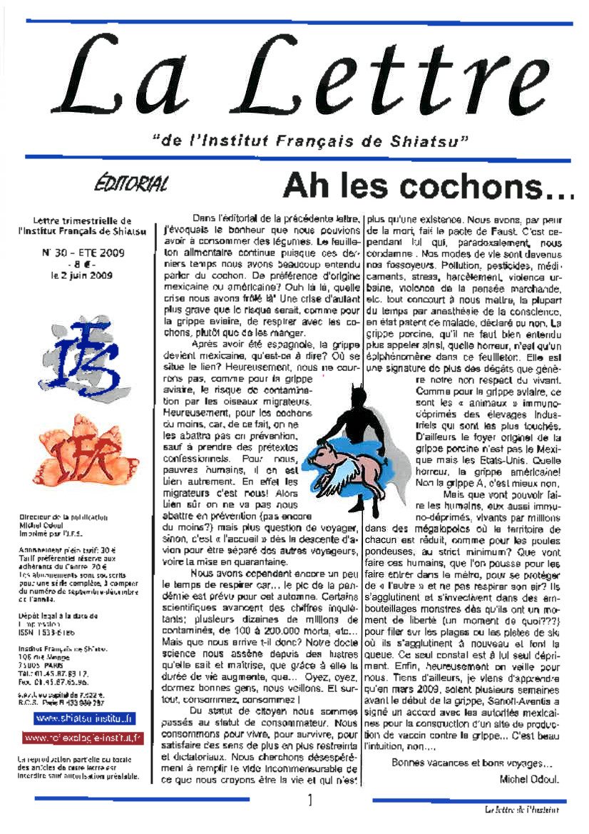 La Lettre de l'Institut Français de Shiatsu, Eté 2009