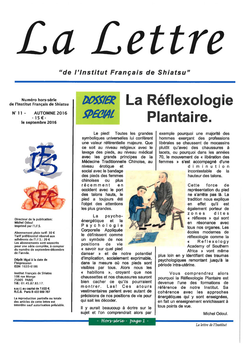 La Lettre de l'Institut Français de Shiatsu, Hors Série Réflexologie