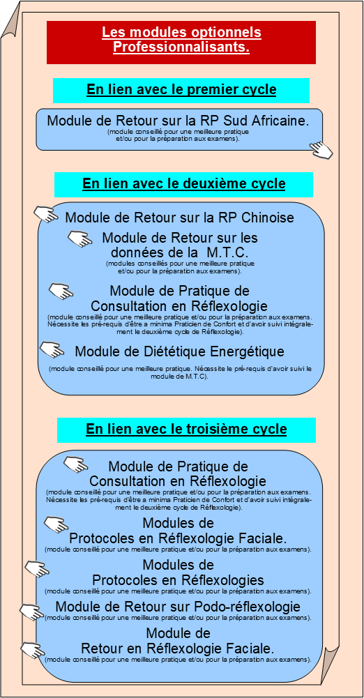 Cycle Réflexologie, les modules professionnalisants