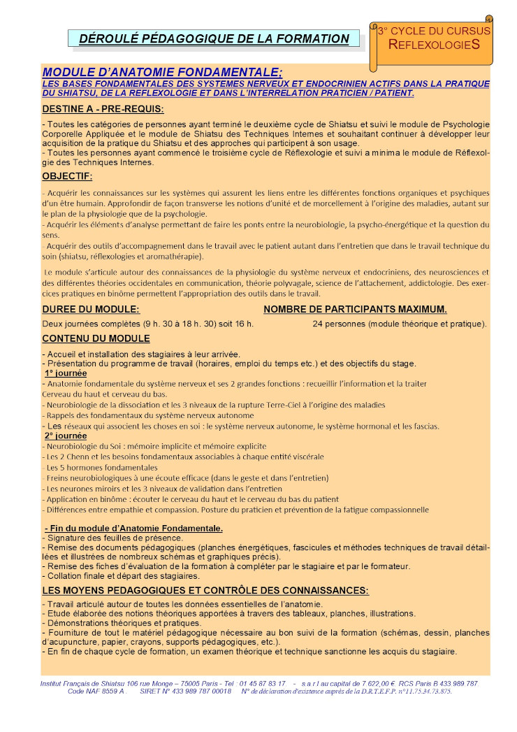 Description du Module d'Anatomie Fondamentale