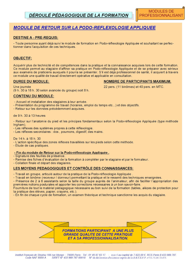 Description du Module de Retour sur Podo-réflexologie