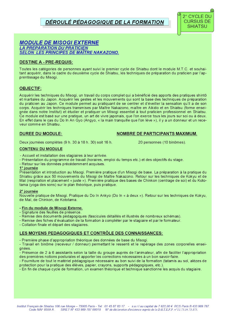 Description du Module de Misogi Externe