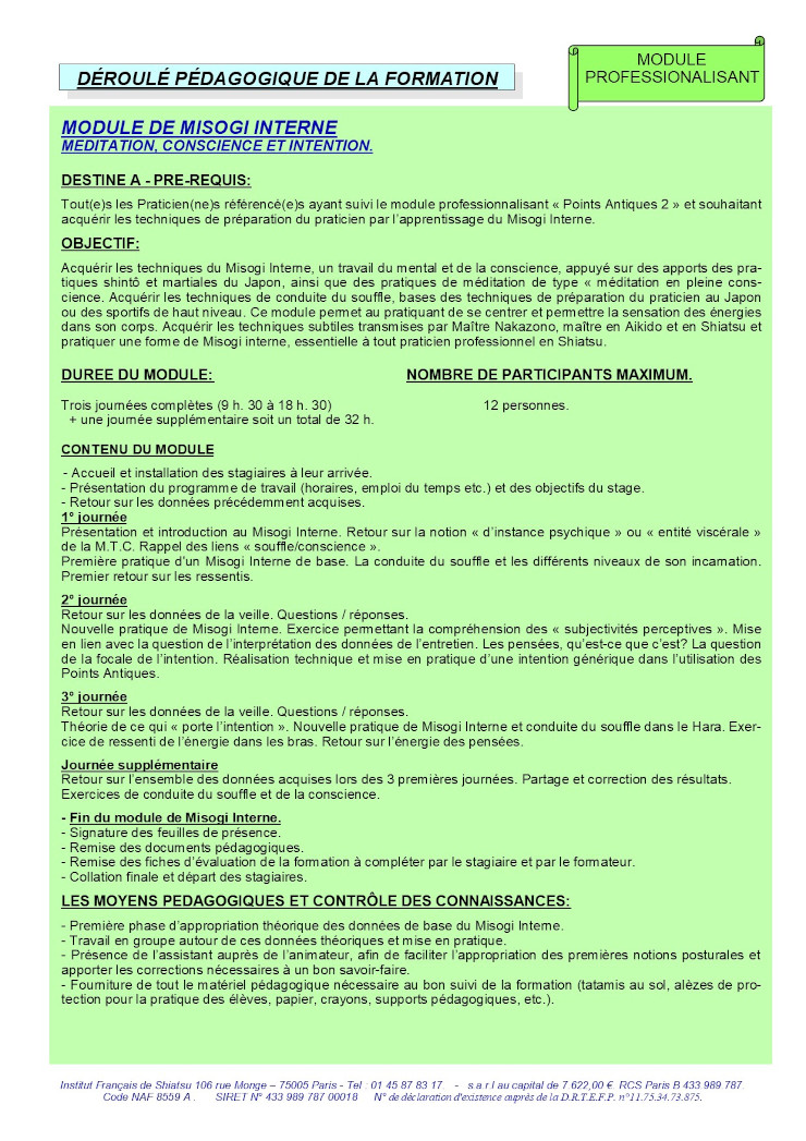 Description du Module de Misogi Interne