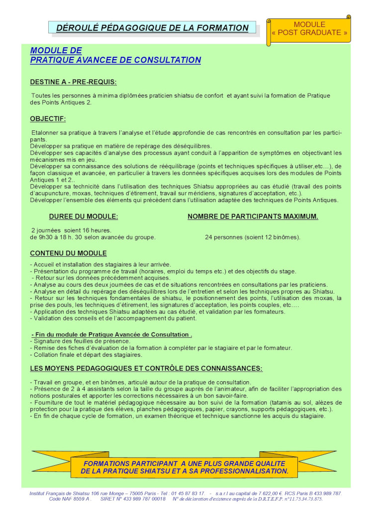 Description du Module de Pratique avancée de Consultation