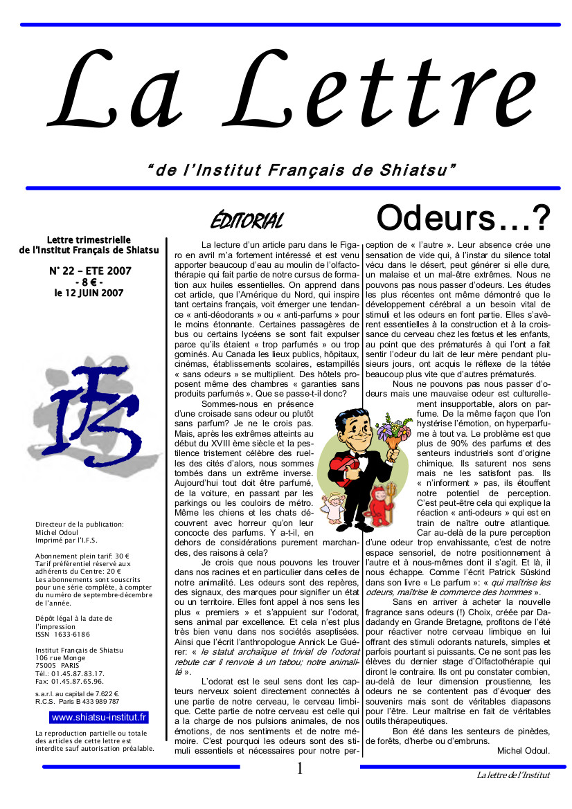 La Lettre de l'Institut Français de Shiatsu, Eté 2007
